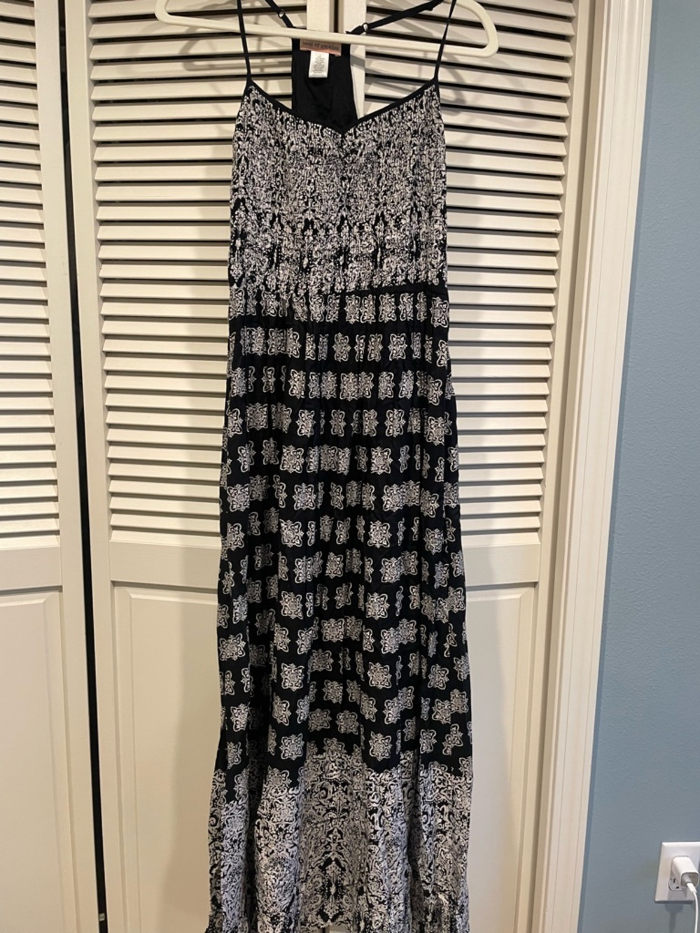 Black and White Patterned Maxi Dress - Women's Summer Hobo Chic - Festival Fun!